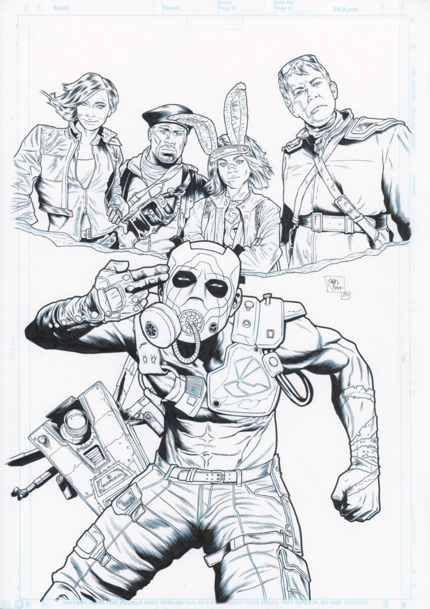 Ilustración Original A Tinta: Borderlands (Din A3, Estilo Cel-Shading Cinesa) Original Art Yen San Ilustración a tinta de Borderlands para la colección de Cinesa, realizada por Yen San.