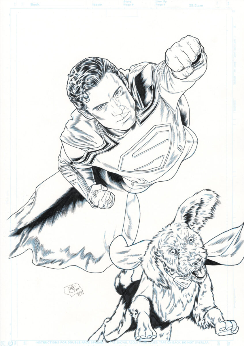 Ilustración Original A Tinta: Superman Legacy (Base Diseño Cartas Cinesa) Original Art Yen San Original ink art “Superman Legacy” by Yen San – DIN A3 Bristol – signed artwork