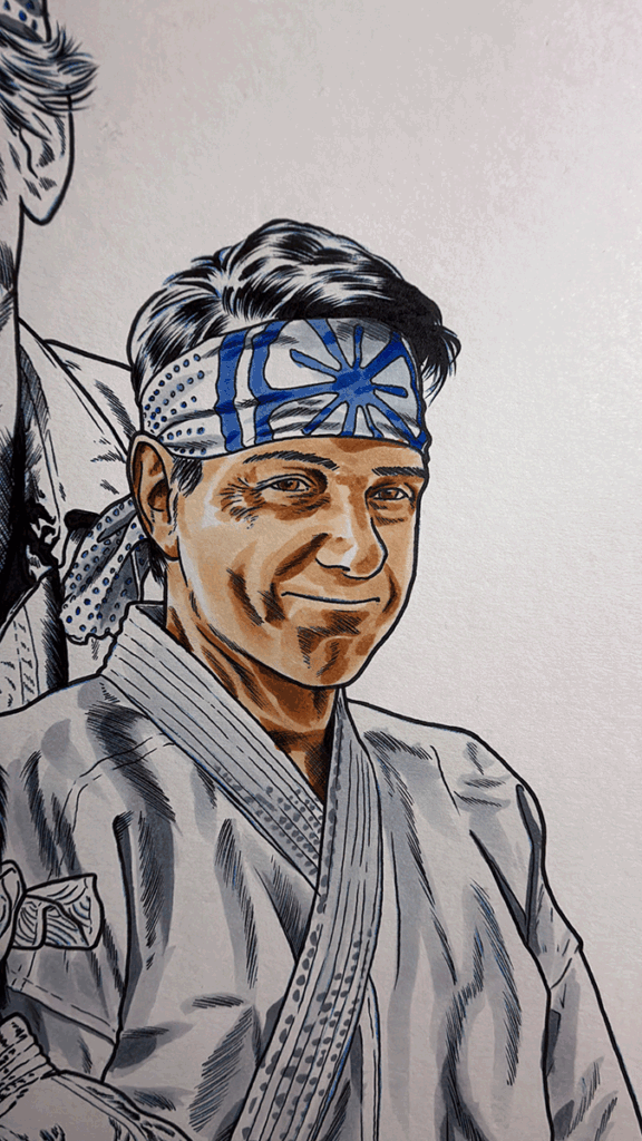 Detalle de Daniel LaRusso en la ilustración Karate Kid Legends