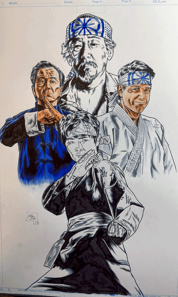 Proceso de color con rotuladores COPIC en la ilustración Karate Kid Legends