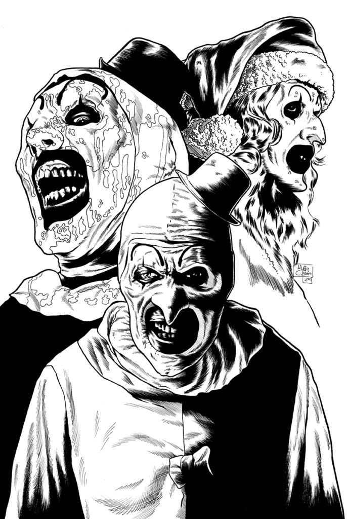 Entintado tradicional de la ilustración de Terrifier 3 por Yen San